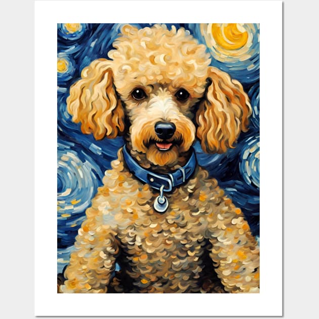 Poodle Dog Breed in a Van Gogh Starry Night Art Style Wall Art by Art-Jiyuu